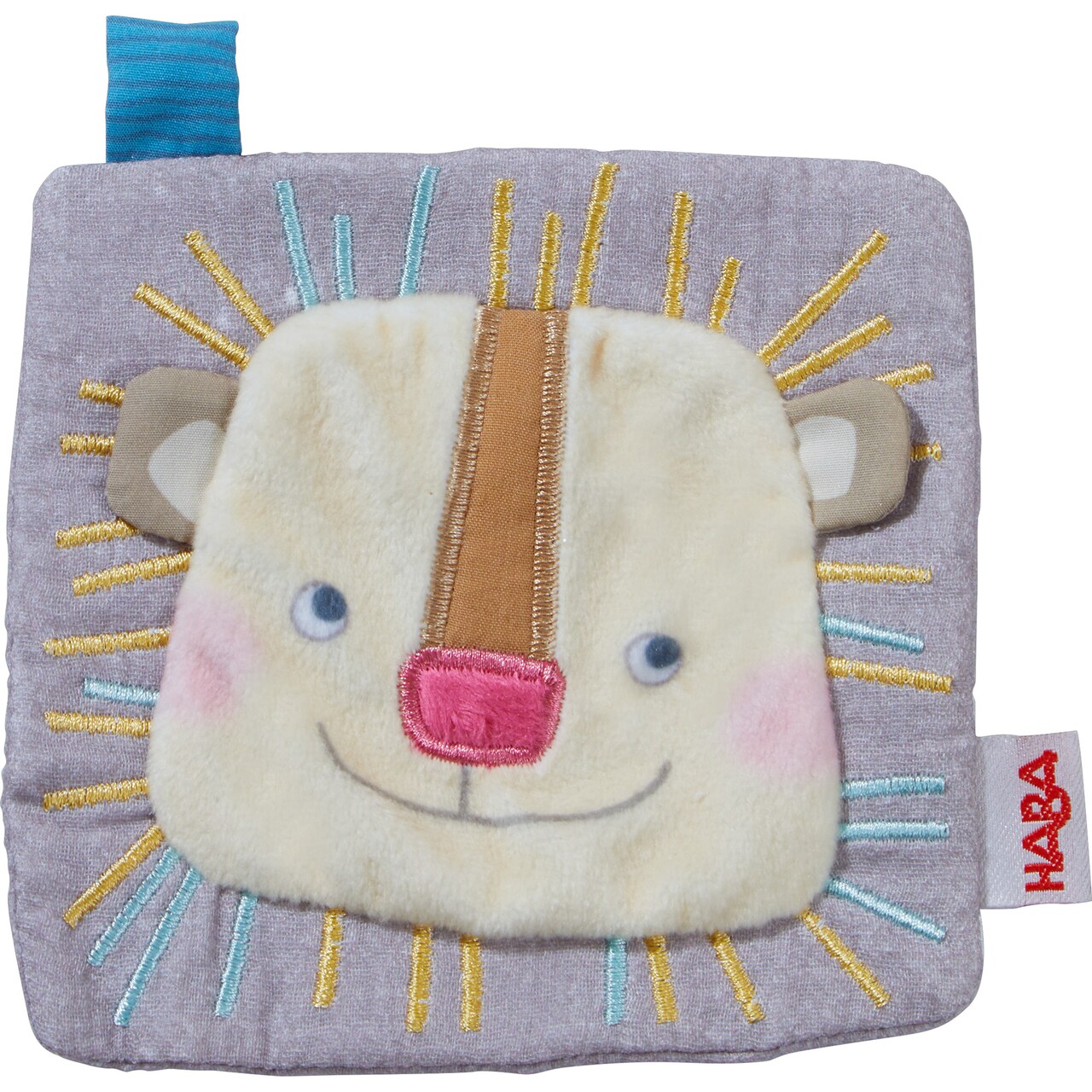 HABA Lion Lovey Crinkle Cloth Soft Baby Toy, Cuddly Crinkle Toy for Babies - 5.5" Square Baby Toy for Sensory Play and Development, Machine Washable
